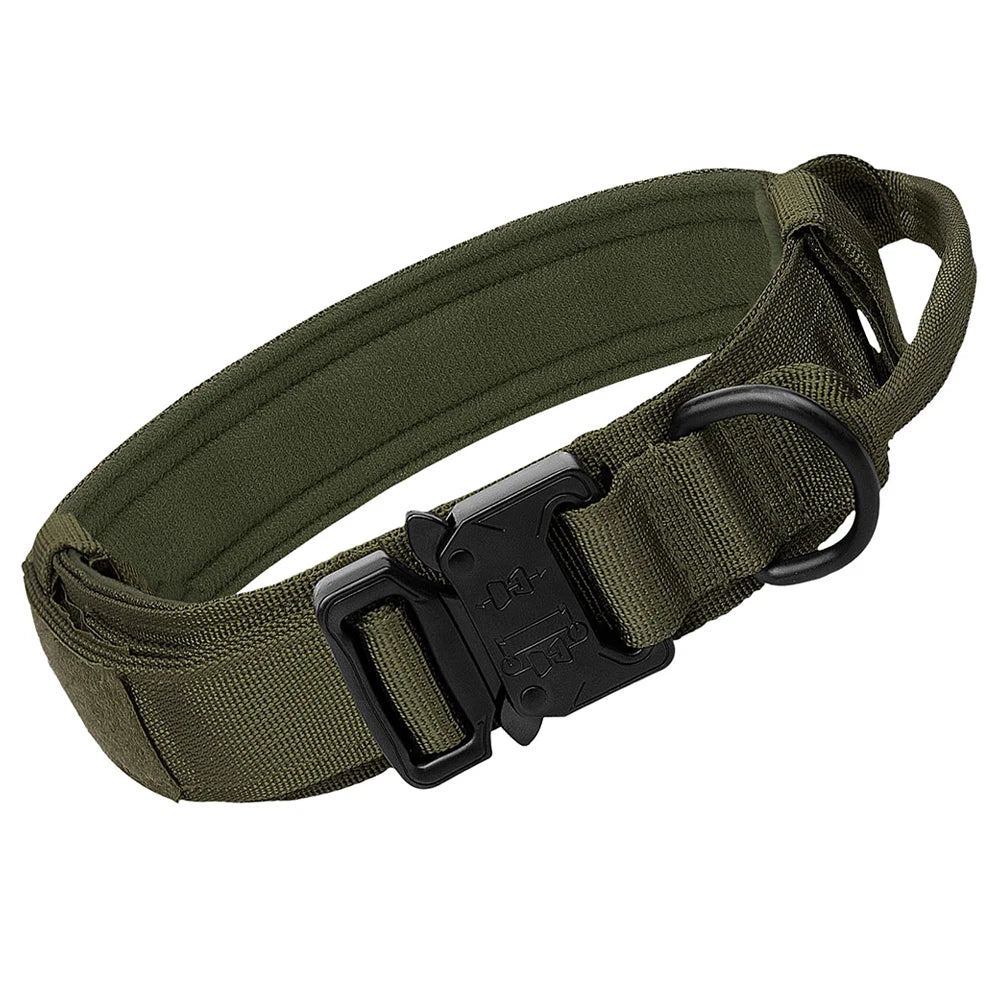 Heavy-Duty Tactical Dog Collar – Military-Grade Nylon Collar with Handle, Patch Panel & Secure Buckle for Outdoor Training, Walking – Fits Medium & Large Dogs