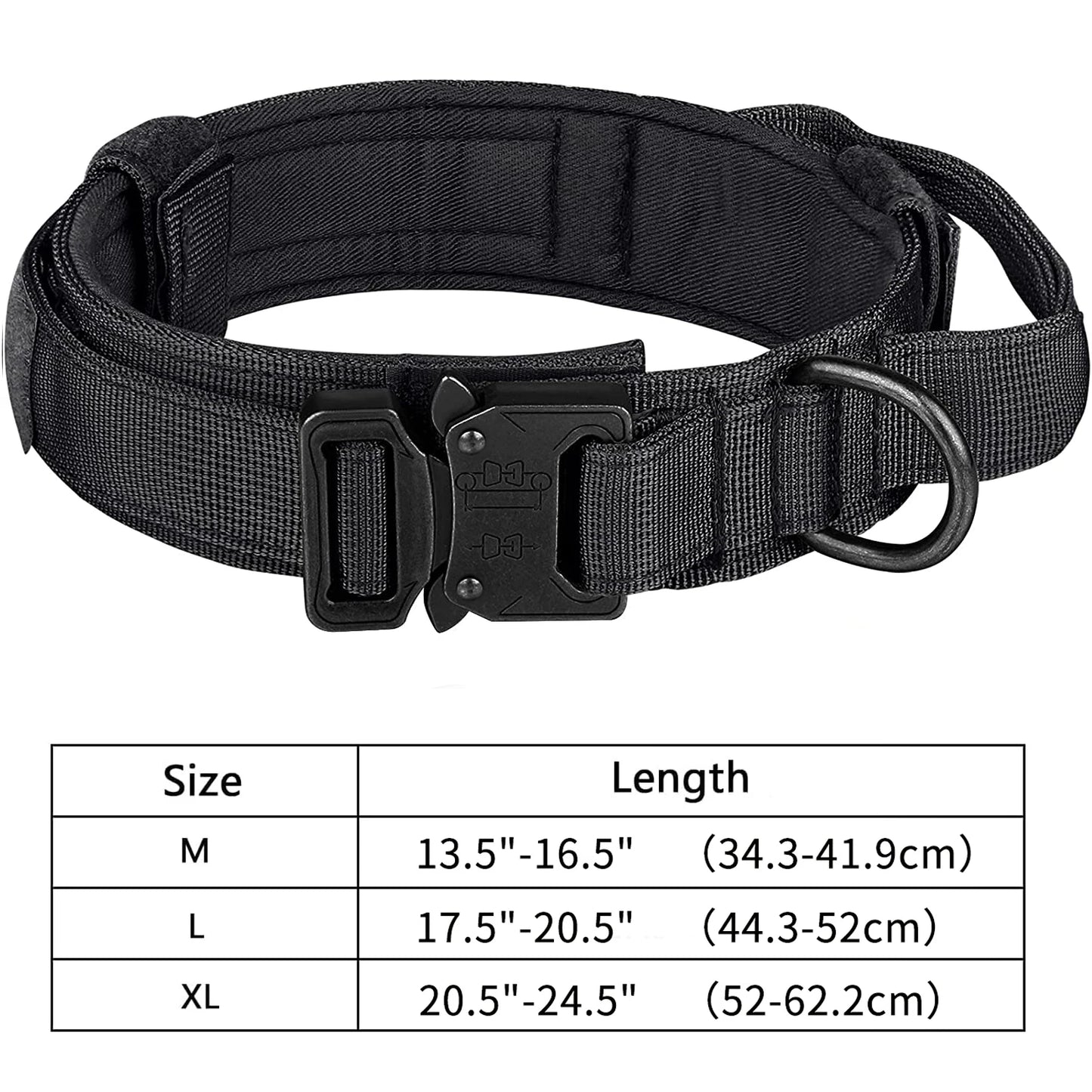 Tactical Grip Dog Collar – Heavy-Duty Nylon Military Collar with Control Handle & Secure Metal Buckle for Medium & Large Dogs