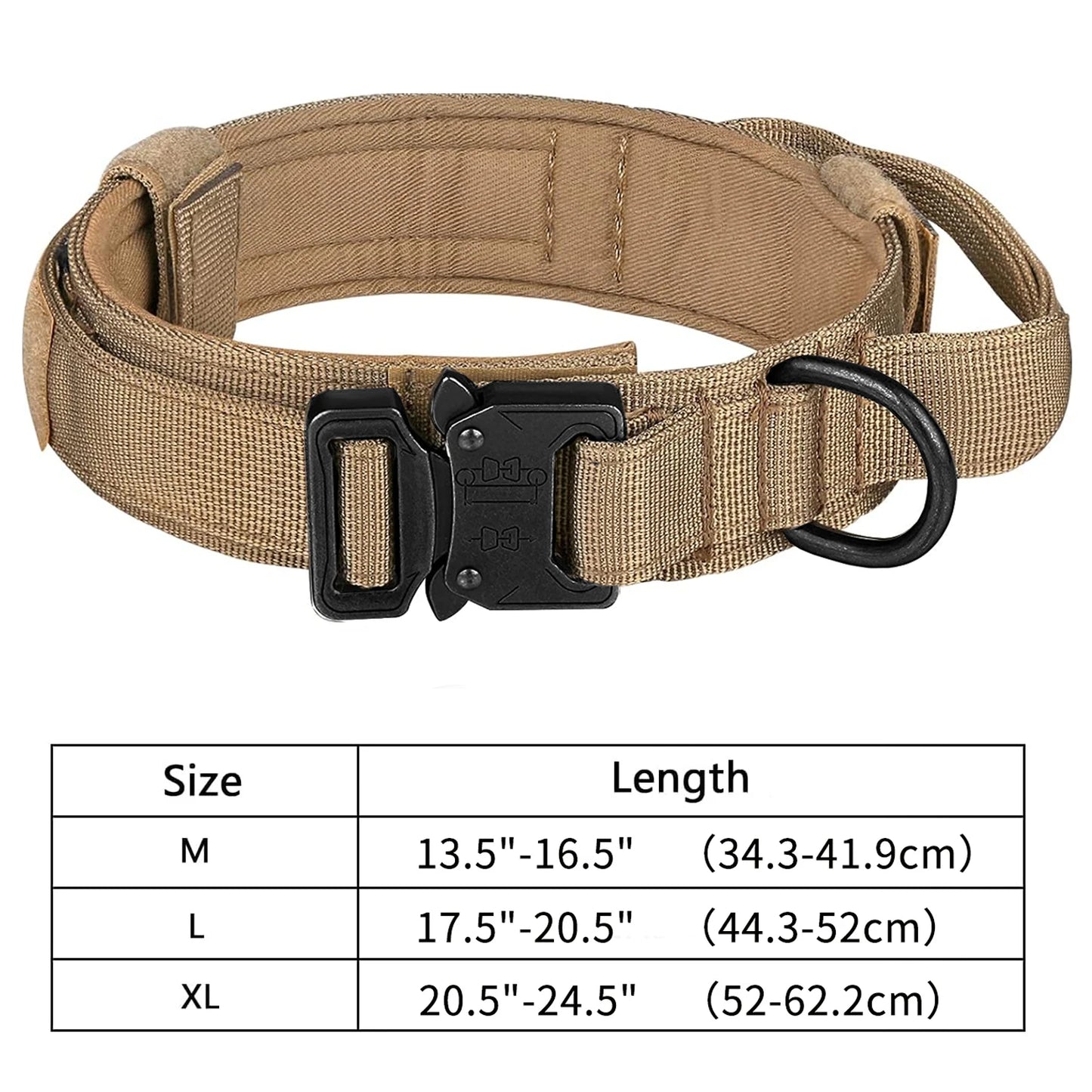 Tactical Grip Dog Collar – Heavy-Duty Nylon Military Collar with Control Handle & Secure Metal Buckle for Medium & Large Dogs