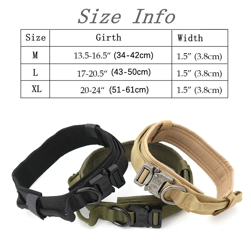 Heavy-Duty Tactical Dog Collar – Military-Grade Nylon Collar with Handle, Patch Panel & Secure Buckle for Outdoor Training, Walking – Fits Medium & Large Dogs