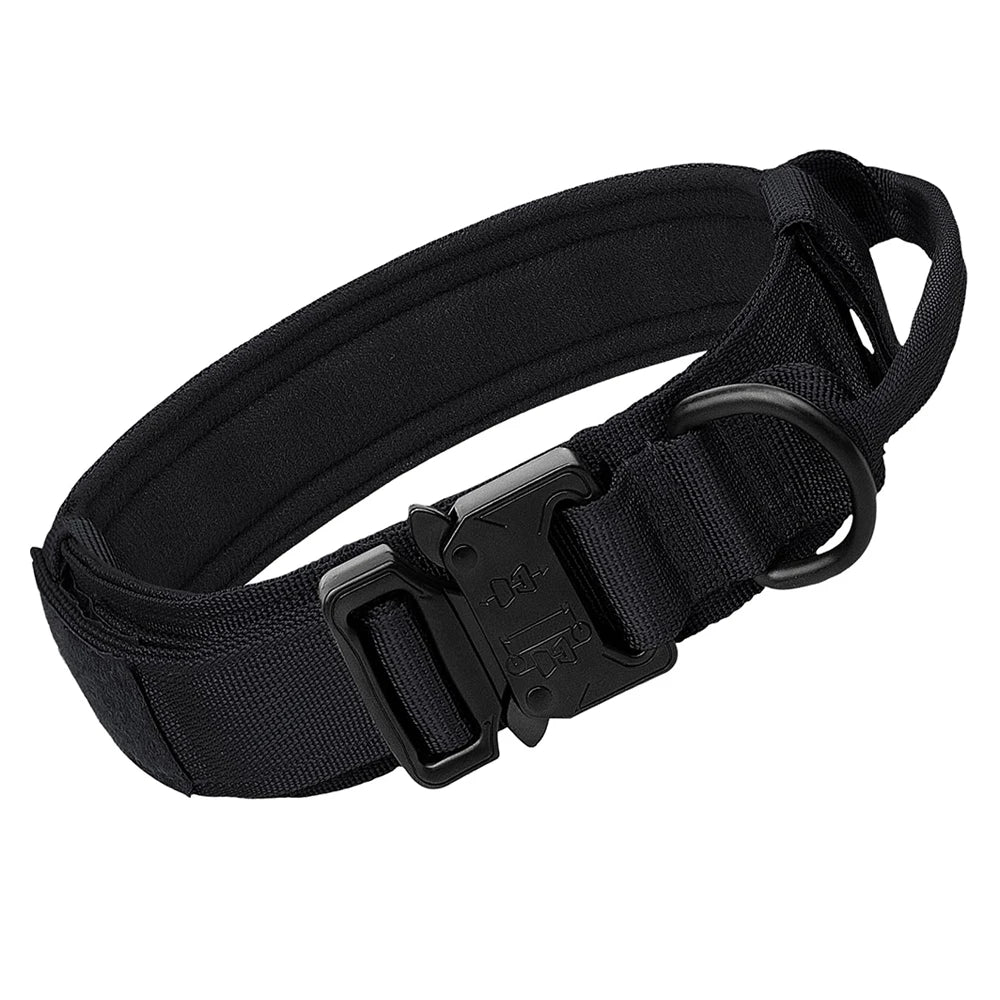 Heavy-Duty Tactical Dog Collar – Military-Grade Nylon Collar with Handle, Patch Panel & Secure Buckle for Outdoor Training, Walking – Fits Medium & Large Dogs