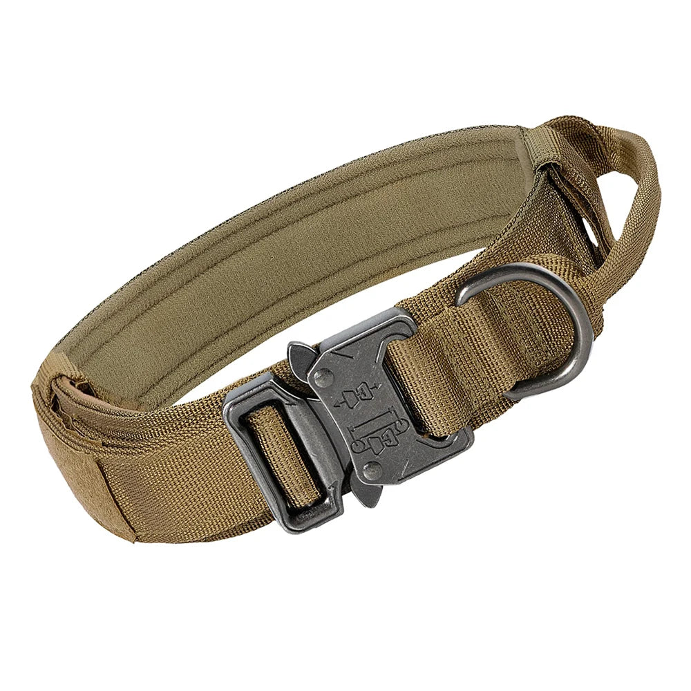 Heavy-Duty Tactical Dog Collar – Military-Grade Nylon Collar with Handle, Patch Panel & Secure Buckle for Outdoor Training, Walking – Fits Medium & Large Dogs