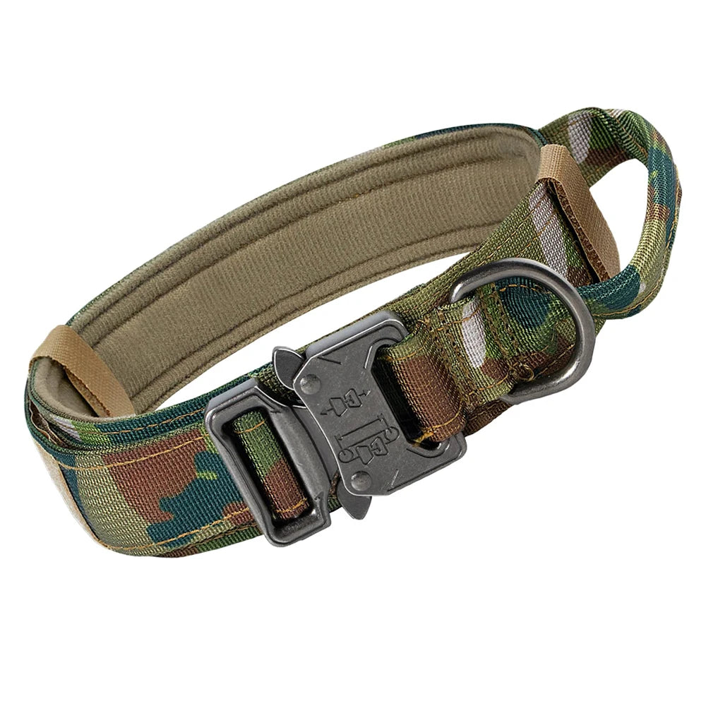 Heavy-Duty Tactical Dog Collar – Military-Grade Nylon Collar with Handle, Patch Panel & Secure Buckle for Outdoor Training, Walking – Fits Medium & Large Dogs